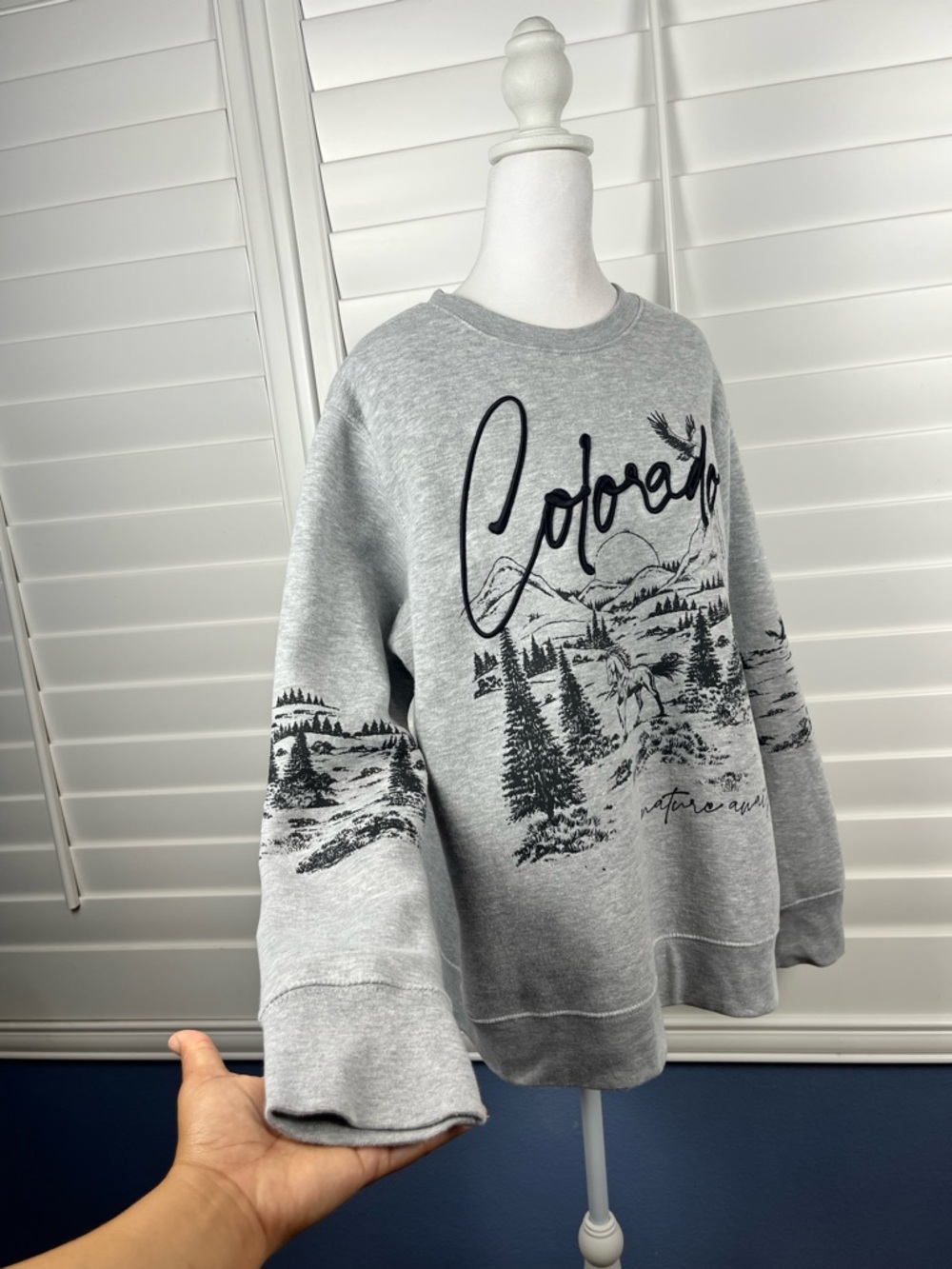 AVRA Colorado Scenic Graphic Crewneck Gray Size XL Western Outdoors Cozy